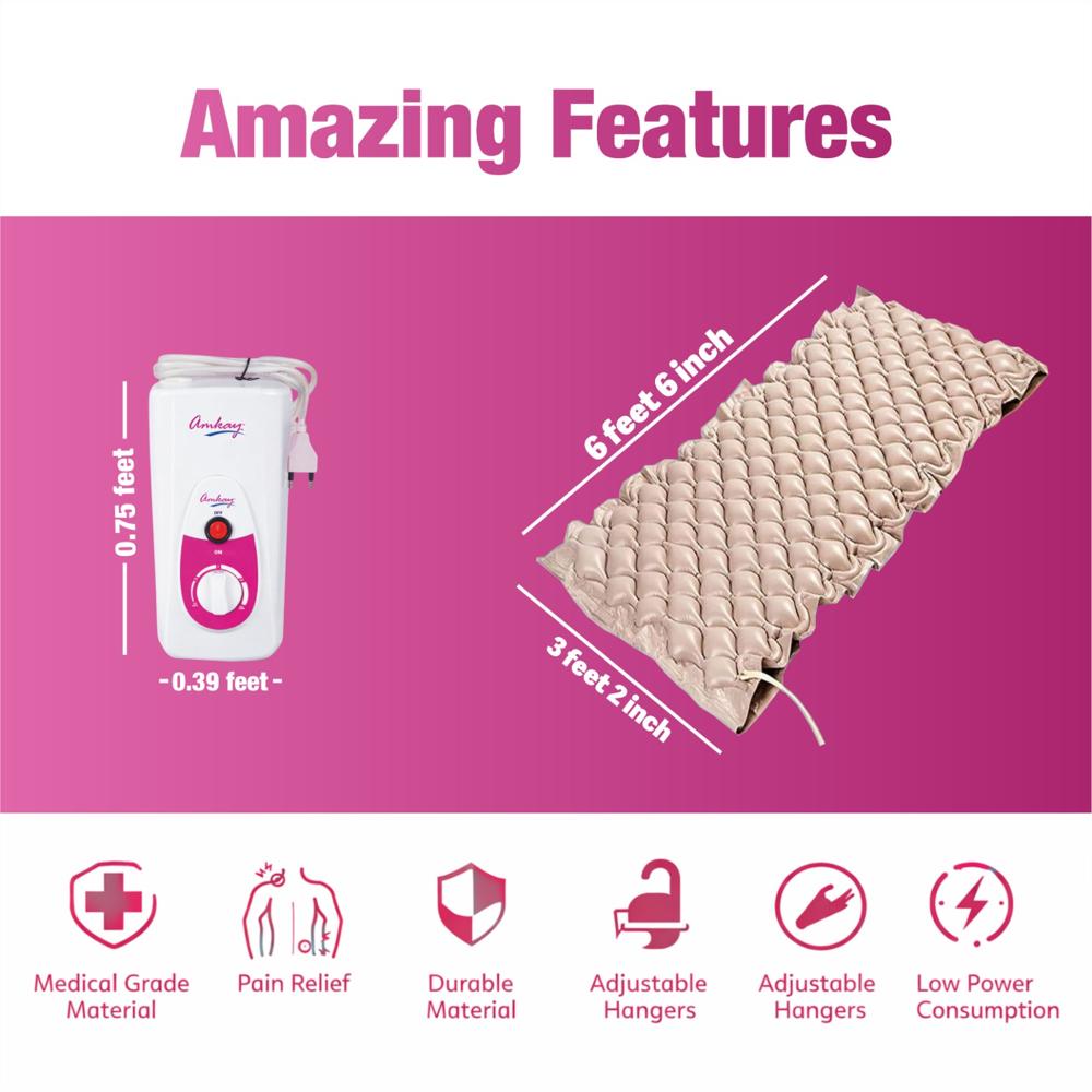 AMKAY Anti-Decubitus Air Bubble Mattress with Pump for Bedsore Prevention, Medical-Grade, 1-Year Warranty