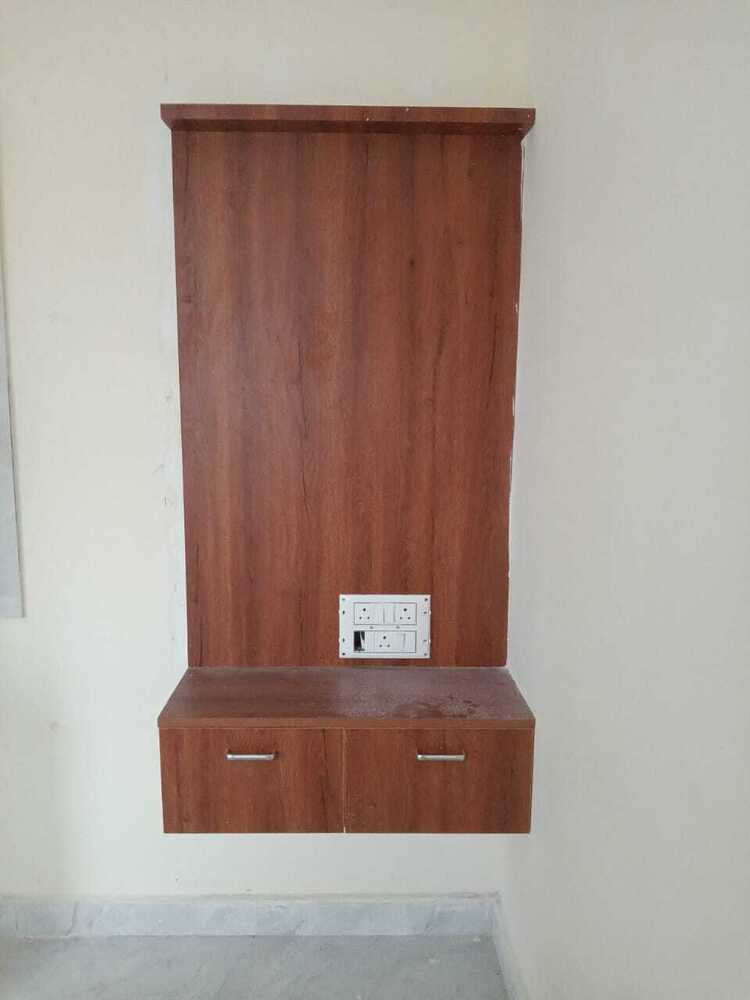 Wooden Wall Panel With Drawer Shelf