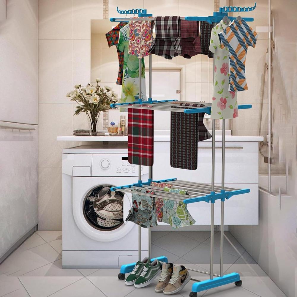 Stainless Steel Cloth Drying Stand - Color: Mix