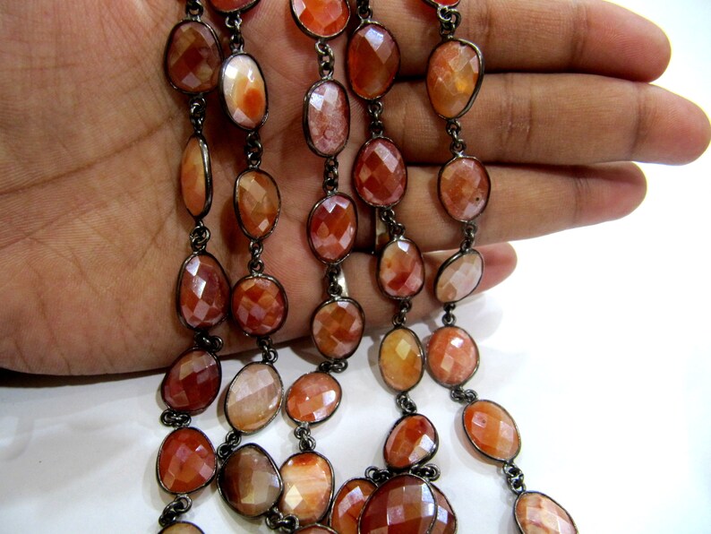 Natural Carnelian AB Mystic Coated Briolette Connector Chain Uneven Free Shape 10 to 15mm Bezel Handmade chain