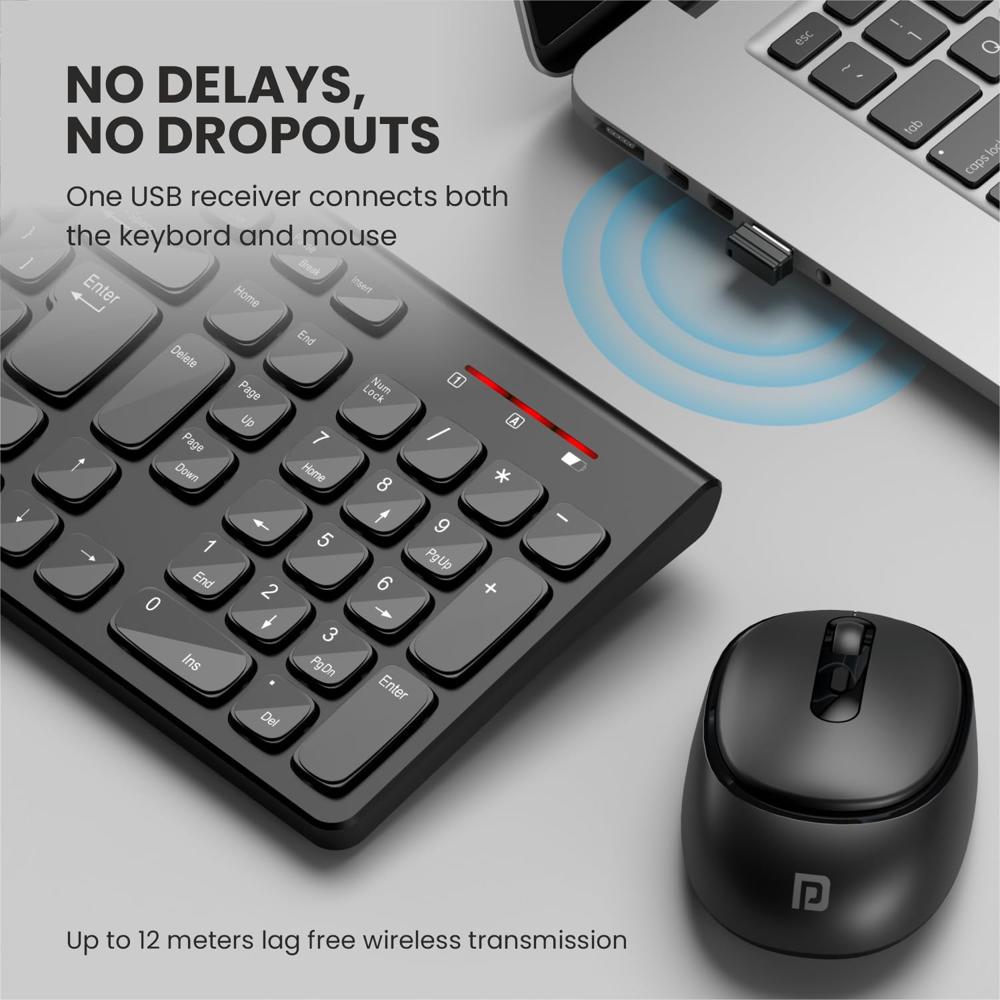 Portronics Key7 Combo Wireless Keyboard & Mouse Set with 2.4 GHz USB Receiver, 10m