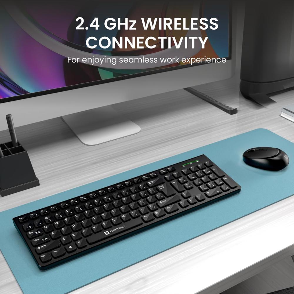 Portronics Key7 Combo Wireless Keyboard & Mouse Set with 2.4 GHz USB Receiver, 10m