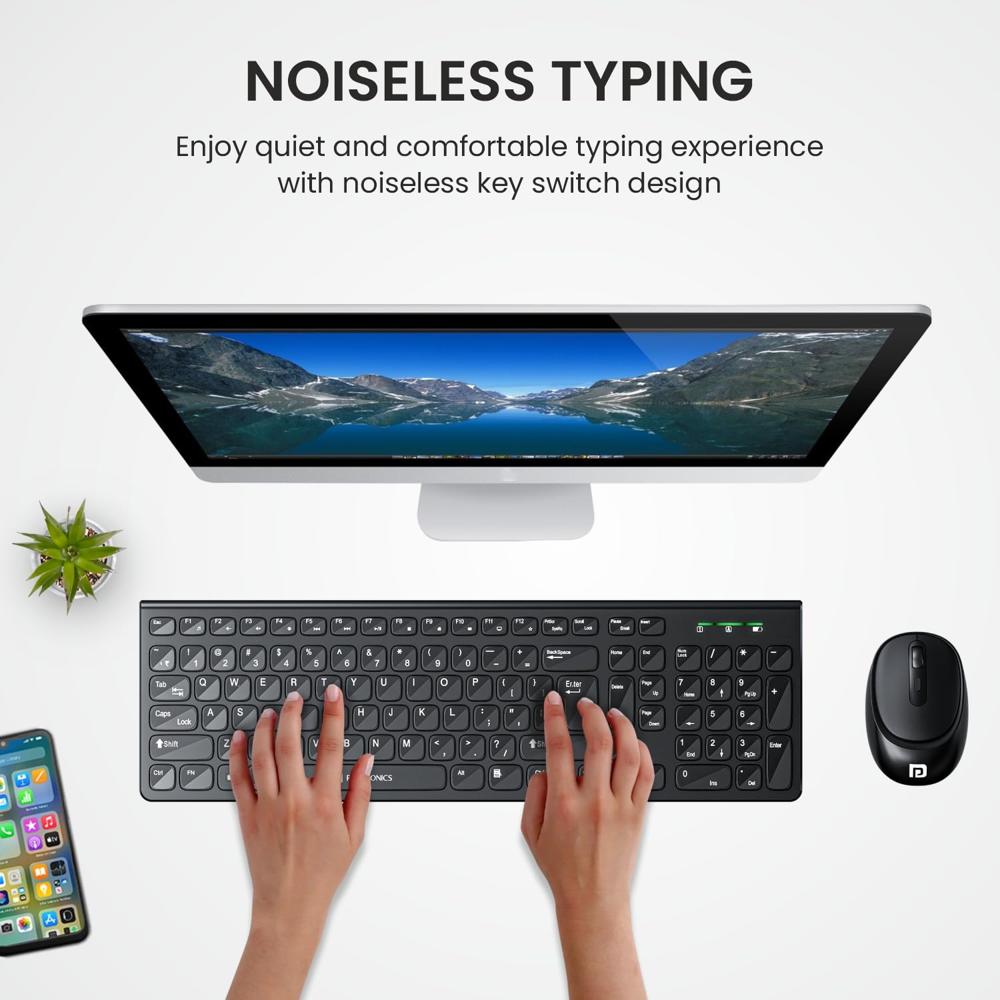 Portronics Key7 Combo Wireless Keyboard & Mouse Set with 2.4 GHz USB Receiver, 10m