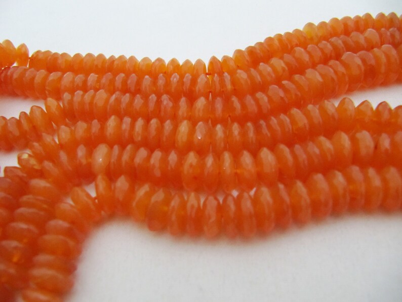 Natural Carnelian German Cut Rondelle Faceted Beads 8to12 mm Strand 8 inches Long