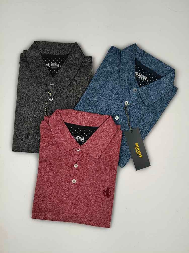 M11611 | Mens Grindled Yarn Knit Polo