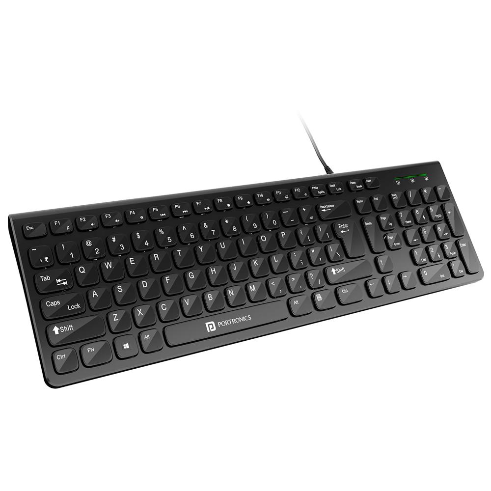 Portronics Ki-Pad 2 USB Wired Keyboard with 104 Keys, Dual