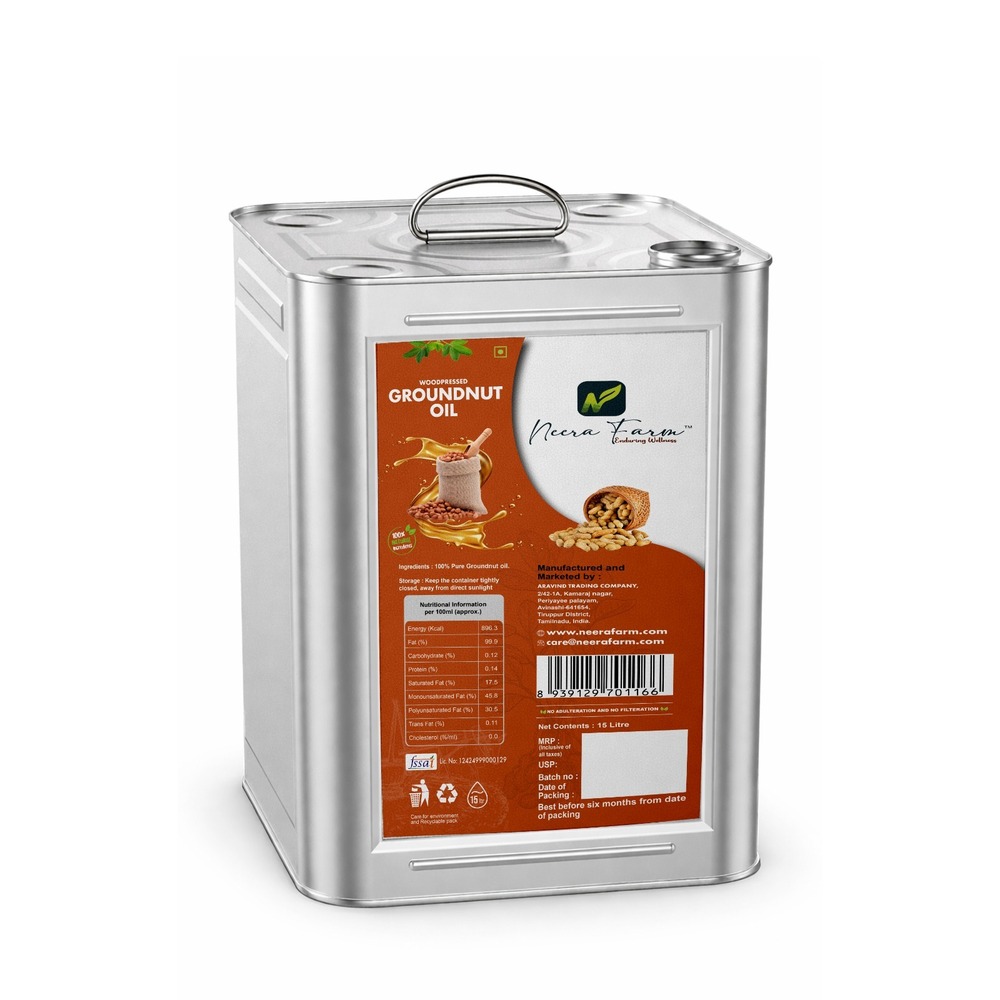Cold Pressed Groundnut Oil 15 Kg Tin