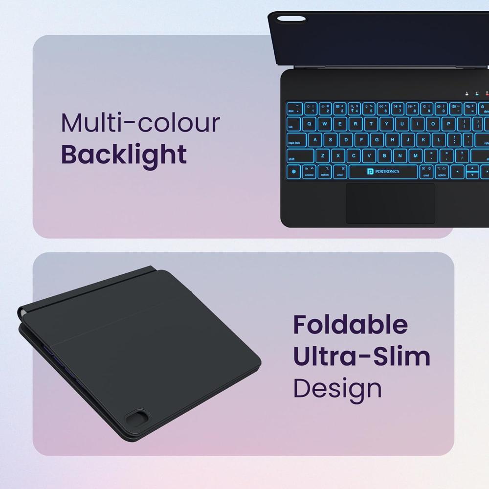Portronics Padmate Wireless Tablet Keyboard Case only for iPad 10th Gen with Touchpad,