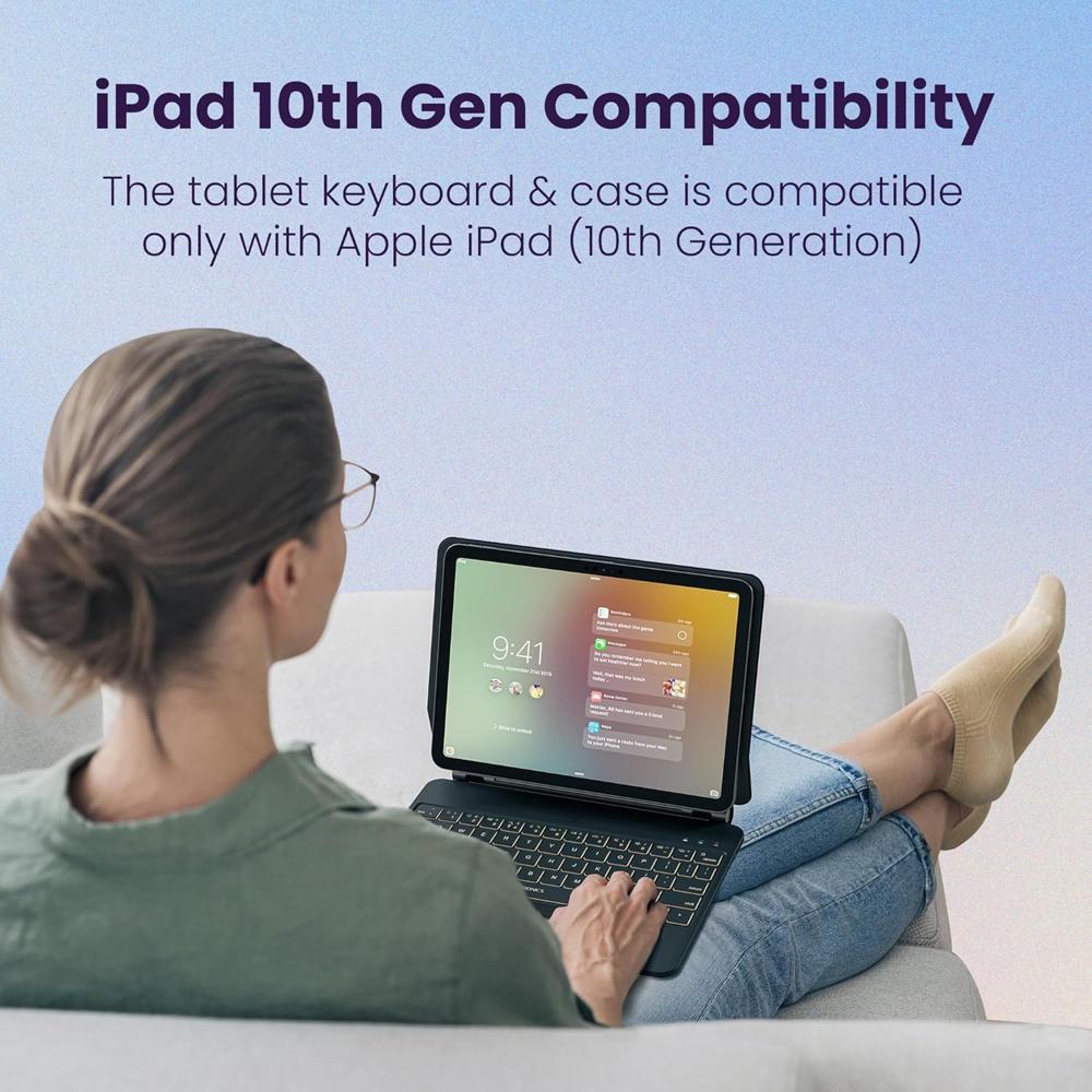 Portronics Padmate Wireless Tablet Keyboard Case only for iPad 10th Gen with Touchpad,