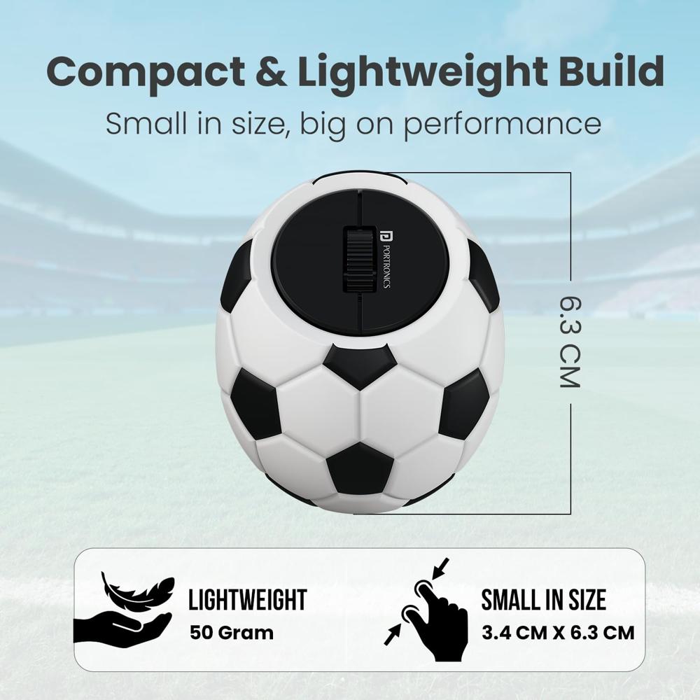 Portronics ToadPlay Football Mini Wireless Bluetooth Mouse with Dual