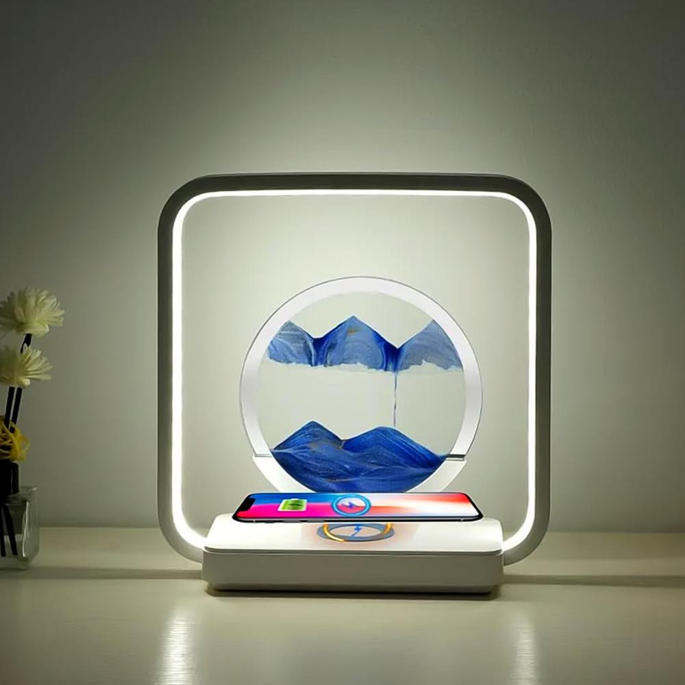 13477 3D Wireless Charging Led Light Usb Quicksand Painting Lamp For Bedroom - Color: Mix