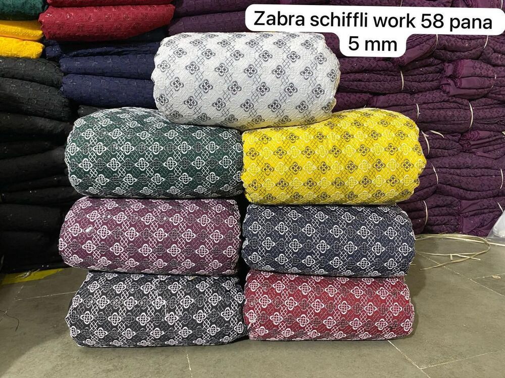 5 MM 58 Pana Zebra Schiffli Work Fabric