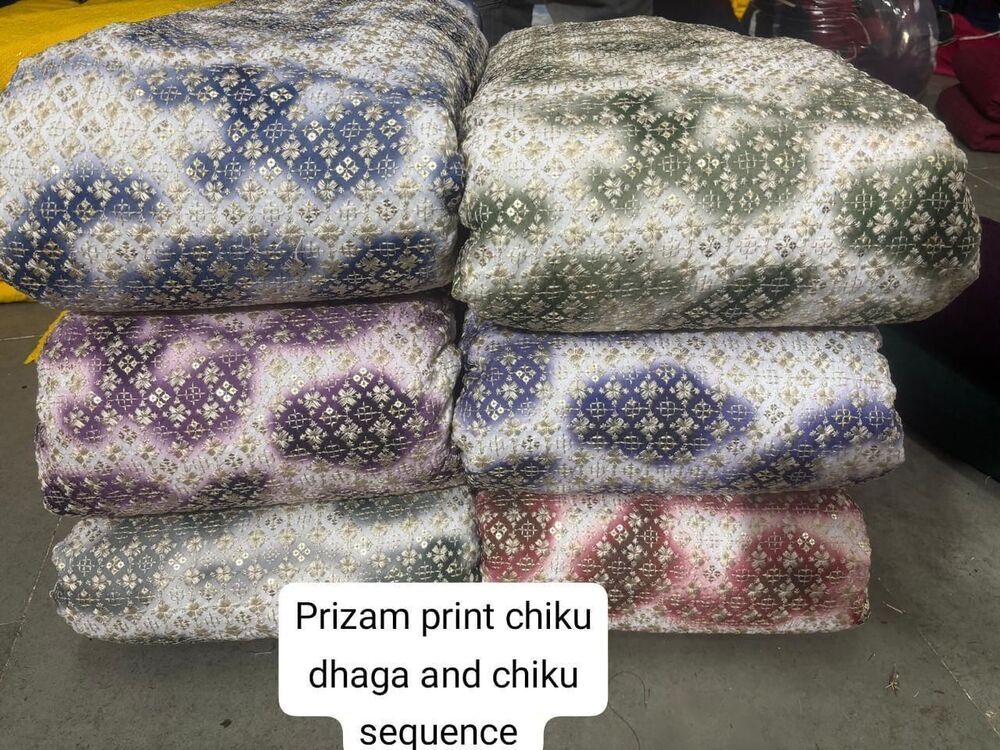 Chiku Dhaga And Chiku Sequence Prizam Print Fabric