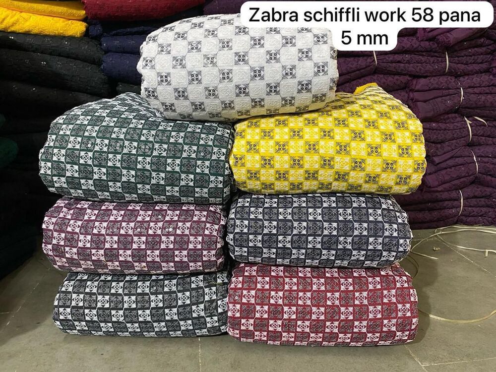 5 MM 58 Pana Zebra Schiffli Work Fabric