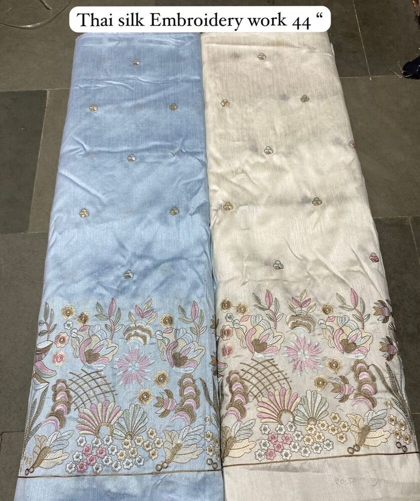 44 Inch Thai Silk Embroidery Work Fabric