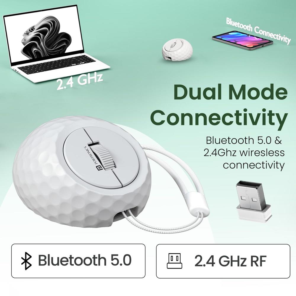 Portronics ToadPlay Golf Mini Wireless Bluetooth Mouse with Dual Wireless
