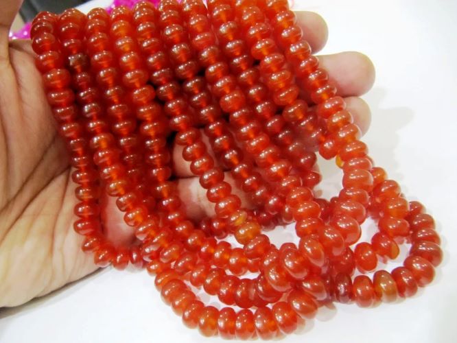 Natural Carnelian Rondelle Plain Smooth 6mm & 8mm Gemstone Beads Sold Per Strand 8 inches Long