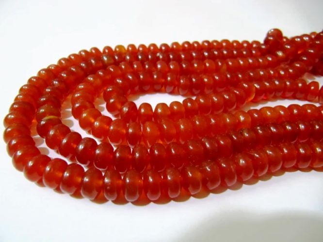 Natural Carnelian Rondelle Plain Smooth 6mm & 8mm Gemstone Beads Sold Per Strand 8 inches Long