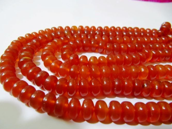Natural Carnelian Rondelle Plain Smooth 6mm & 8mm Gemstone Beads Sold Per Strand 8 inches Long