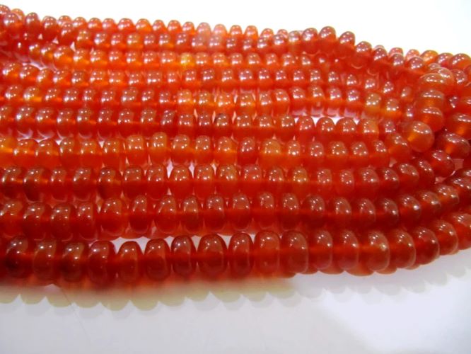 Natural Carnelian Rondelle Plain Smooth 6mm & 8mm Gemstone Beads Sold Per Strand 8 inches Long