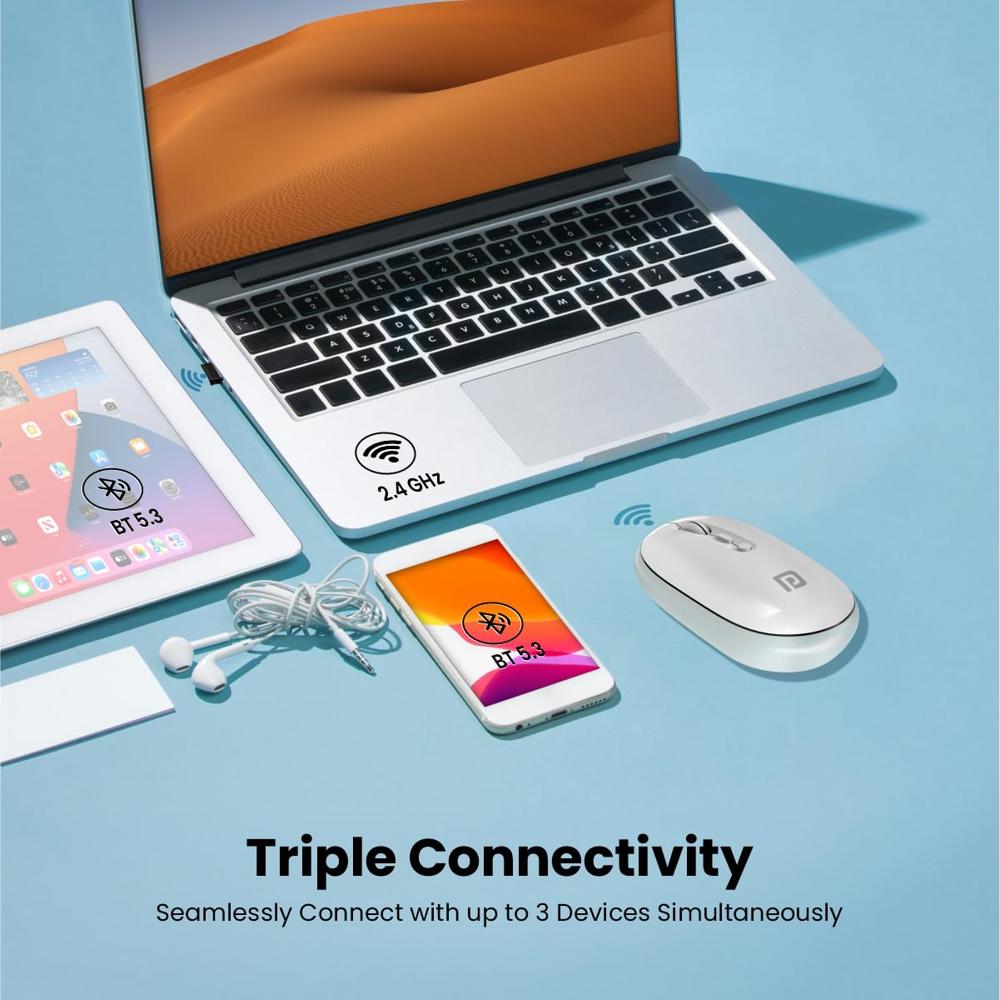 Portronics Toad II Bluetooth Mouse, with Bluetooth 5.0 & 2.4 Ghz Dual Wireless