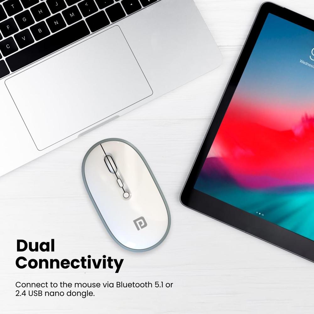 Portronics Toad II Bluetooth Mouse, with Bluetooth 5.0 & 2.4 Ghz Dual Wireless