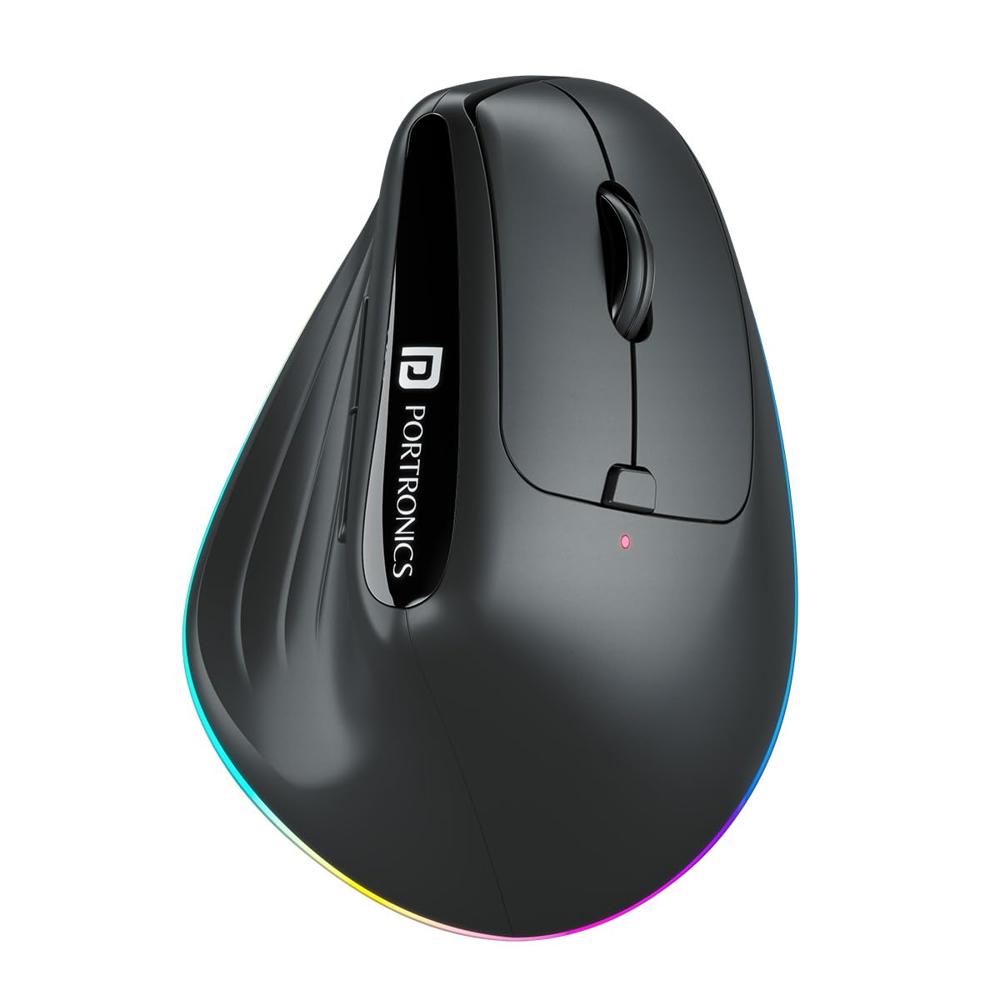 Portronics Toad Ergo 3 Ergonomic Wireless Mouse With Rgb, 2400 Dpi, Dual Mode - Color: Black & White