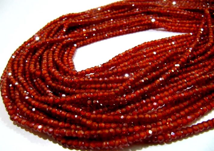 Natural Carnelian Cubic Zirconia Beads Rondelle Faceted 3mm Size CZ Beads Strand 13-14 inches