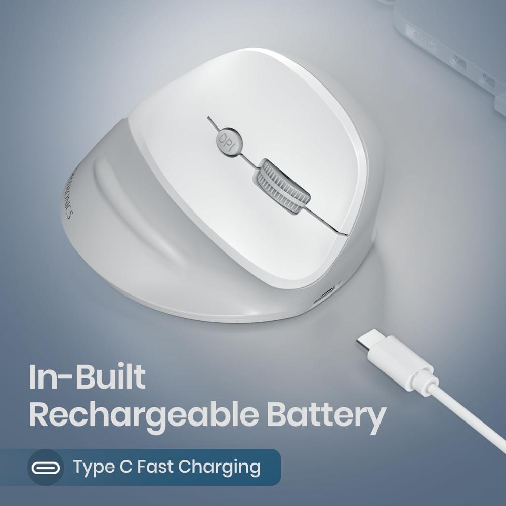 Portronics Toad Ergo 4 Vertical Wireless Bluetooth Mouse, Dual