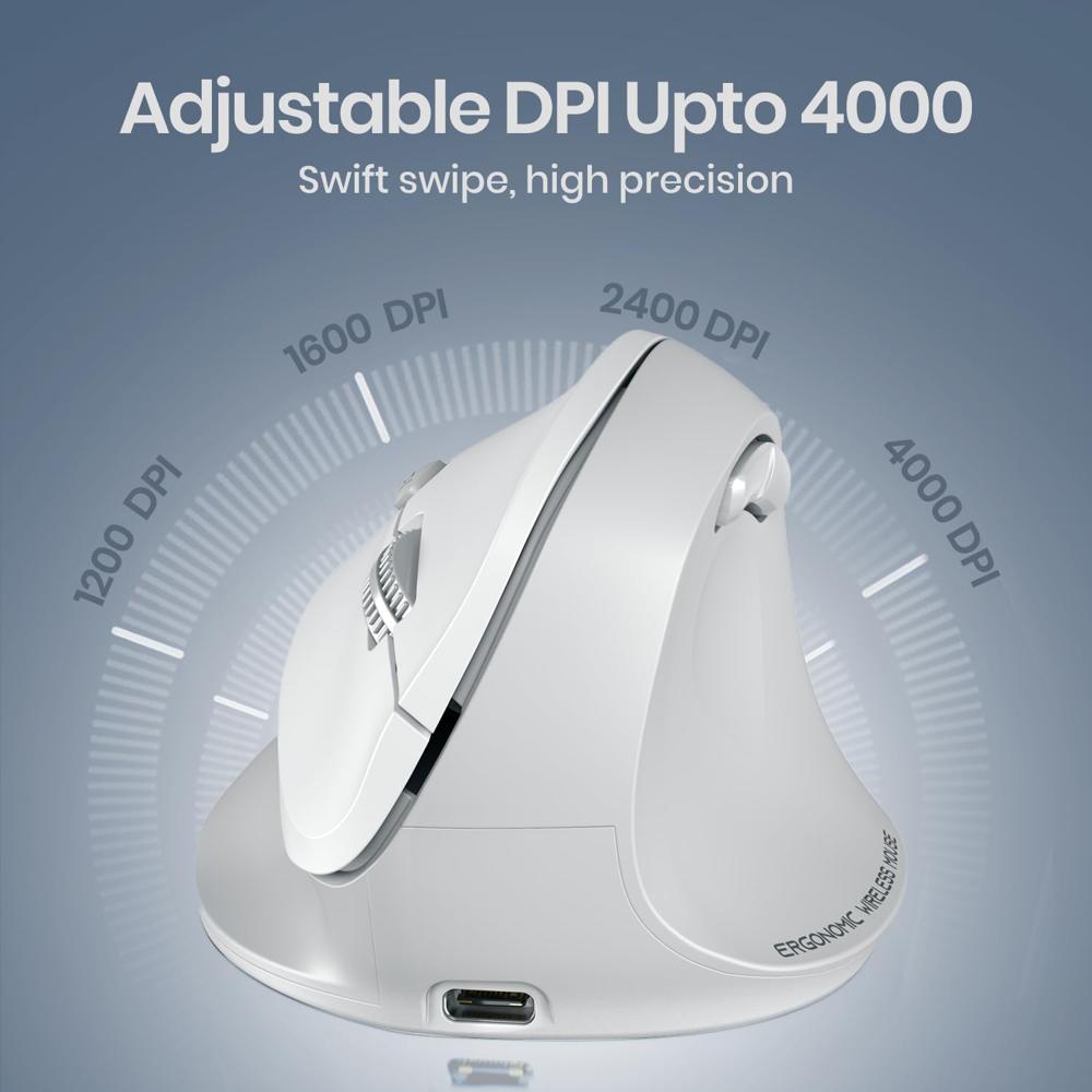 Portronics Toad Ergo 4 Vertical Wireless Bluetooth Mouse, Dual