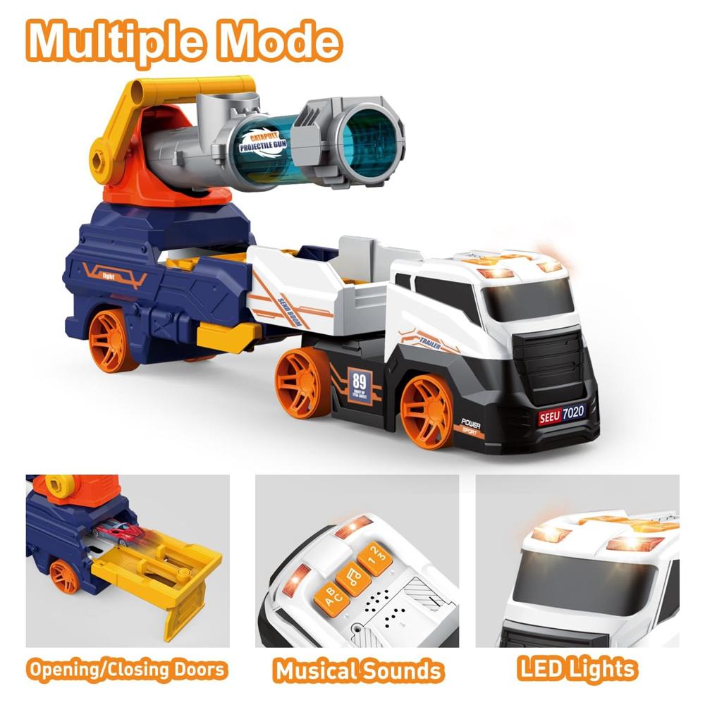 Large Truck Toys Include 2 Racing Cars+4 Ball, Light & Sounds (Battery Not Included) - Material: Plastic