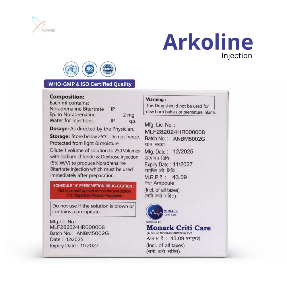 Noradrenaline Bitartrate EQ. to Noradrenaline 2mg