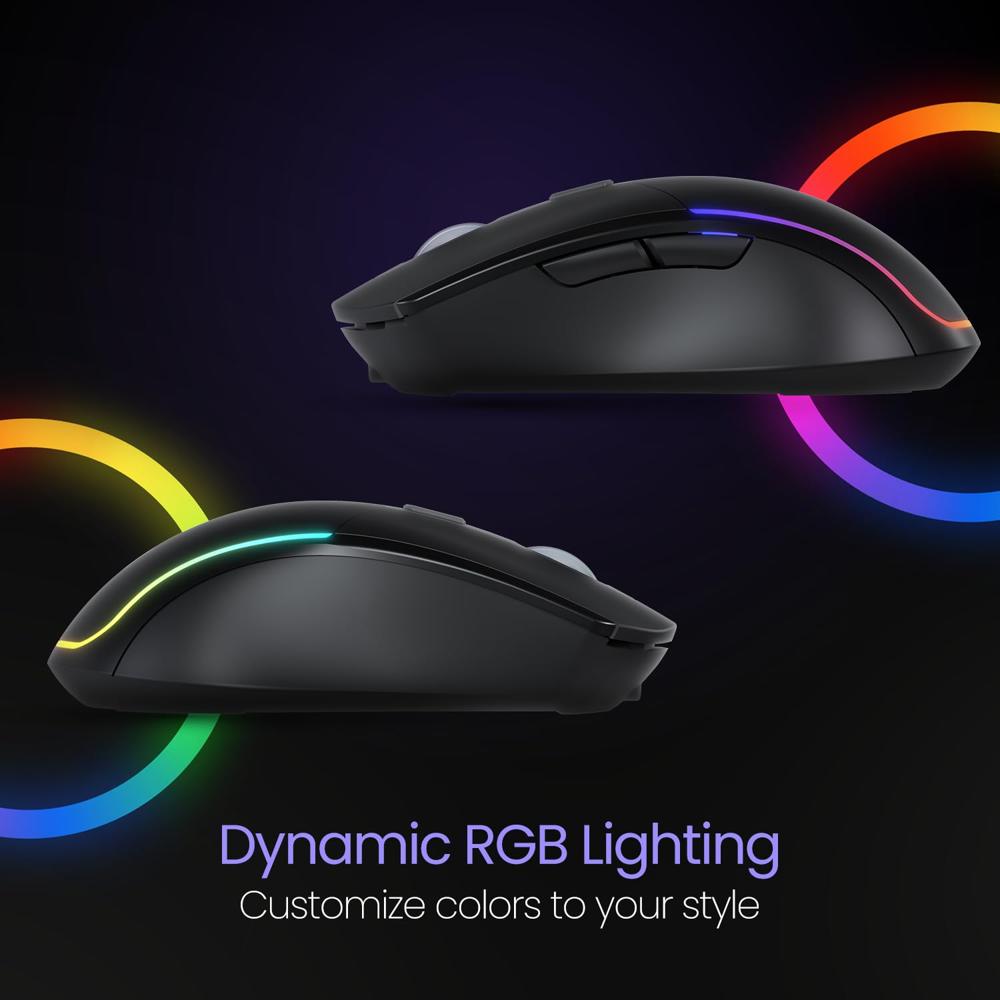 Portronics Toad One Bluetooth Mouse with 2.4 GHz & BT 5.3 Dual Wireless, 6 Buttons,