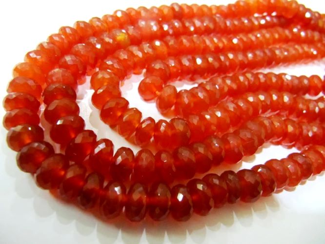 Natural Carnelian Rondelle Faceted 8mm Gemstone Beads Sold Per Strand 8 inches Long