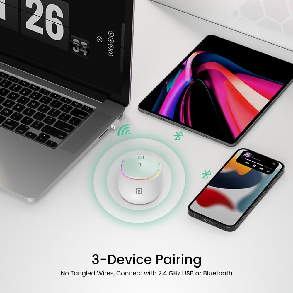 Portronics Toad IV Bluetooth Mouse with 2.4 GHz Wireless (Dual Connectivity), Rechargeable,