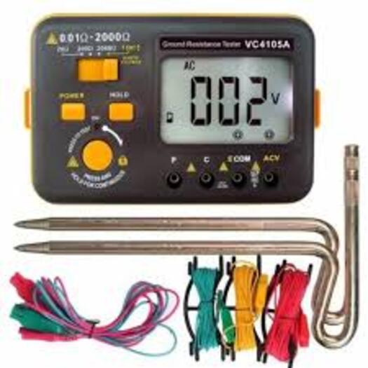 Earth Resistance Tester - Moulded Abs Body, 210x150x105mm, 0-1000 Ohm Range, Hand Cranked/mains Powered, Fuse Protected