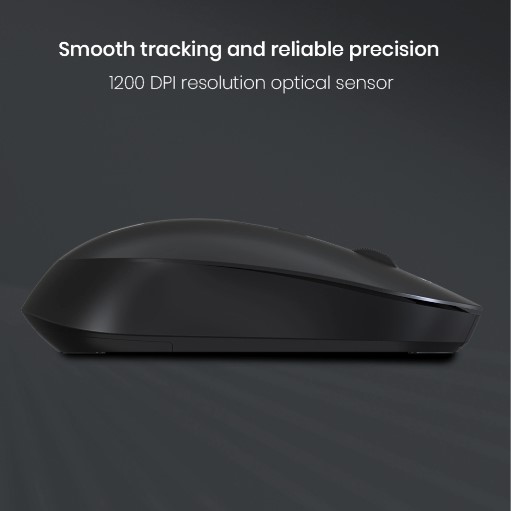 Portronics Toad 13 Ambidextrous Optical Mouse Runs on single AA Battery,30 Lakhs+ click life,Upto 1200 DPI, POR 1381 (2.4GHz Wireless, Black)