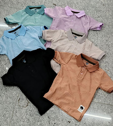 Kids Collar Tencil Fabric T-Shirts