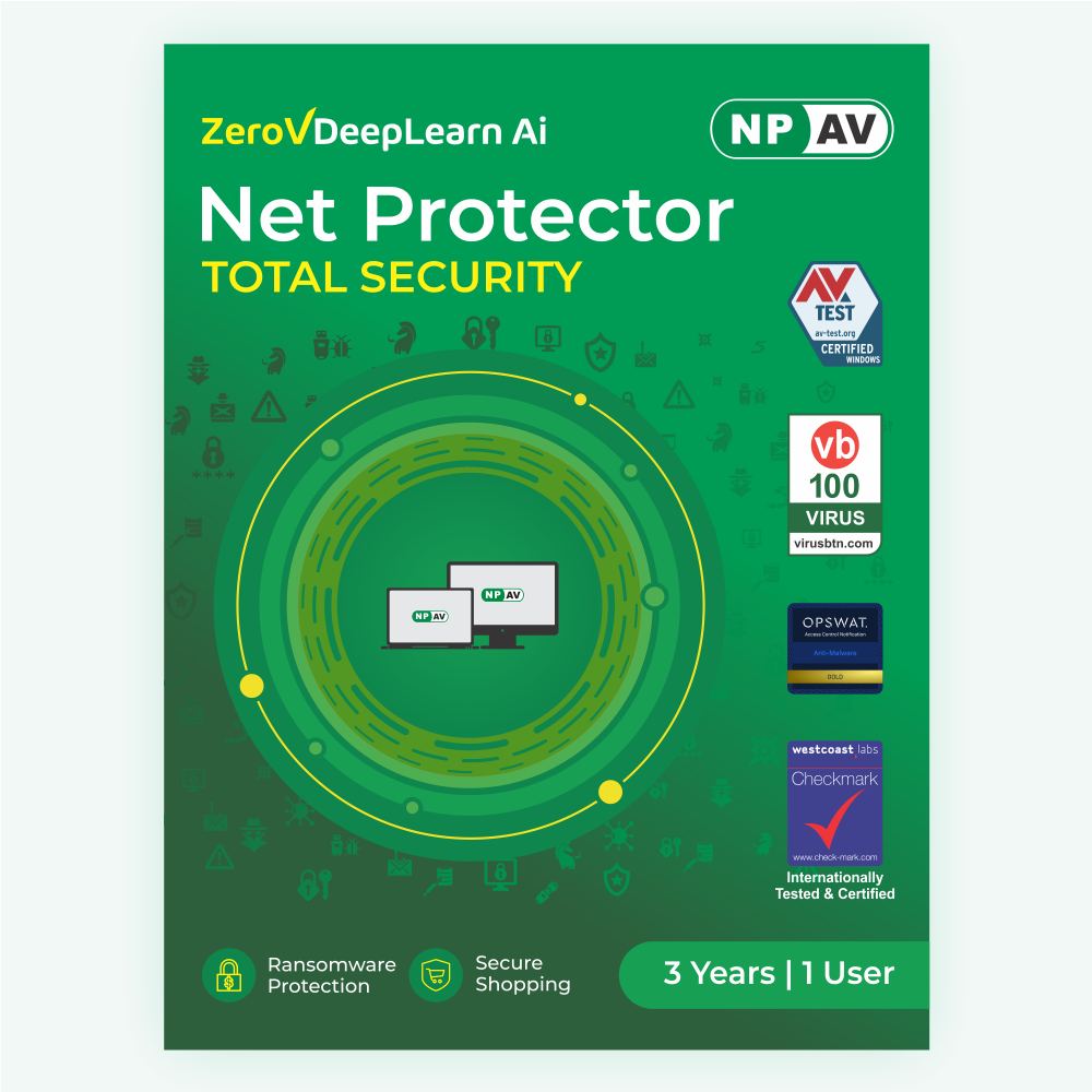 Net Protector Antivirus - Total Security 2026 |1 User - 3 Year With Zerovdeeplearn Ai - Usage: Laptop