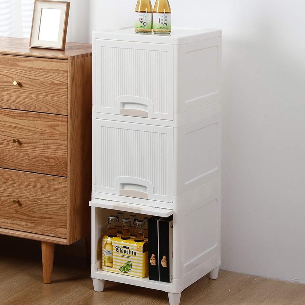Multipurpose Storage Cabinet, Storage Solutions Plastic Drawers || Multi Layer Wardrobe Storage Drawers || Foldable Multipurpose Drawer Units For Kitchen, Bathroom, Bedroom, Cloth (3 Layer) - Color: Mix