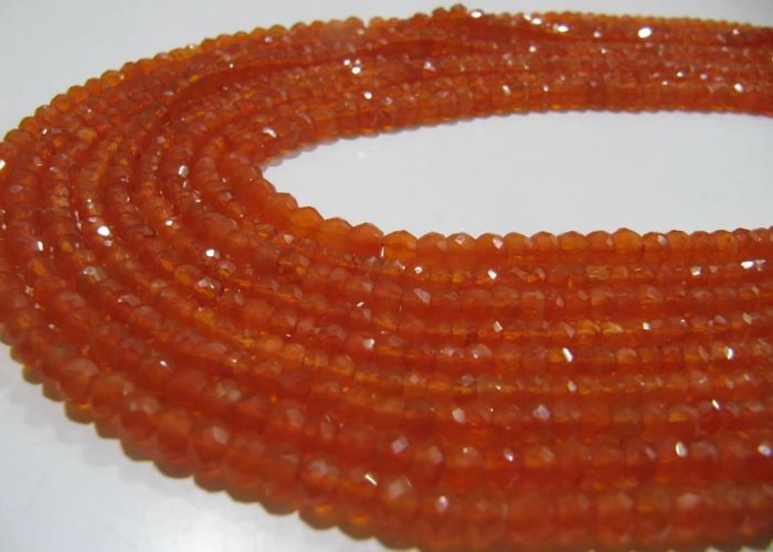 Natural Carnelian Rondelle Faceted 3-4mm Gemstone Beads Strand 13 inches long