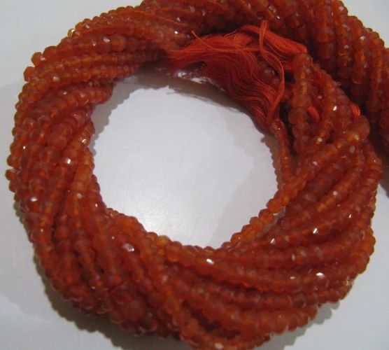 Natural Carnelian Rondelle Faceted 3-4mm Gemstone Beads Strand 13 inches long