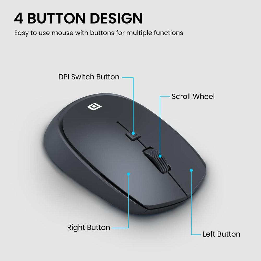 Portronics Toad 23 Wireless Optical Mouse with 2.4GHz, USB Nano Dongle,