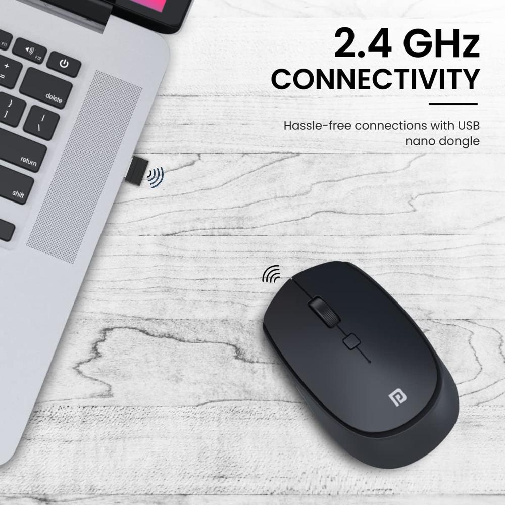 Portronics Toad 23 Wireless Optical Mouse with 2.4GHz, USB Nano Dongle,