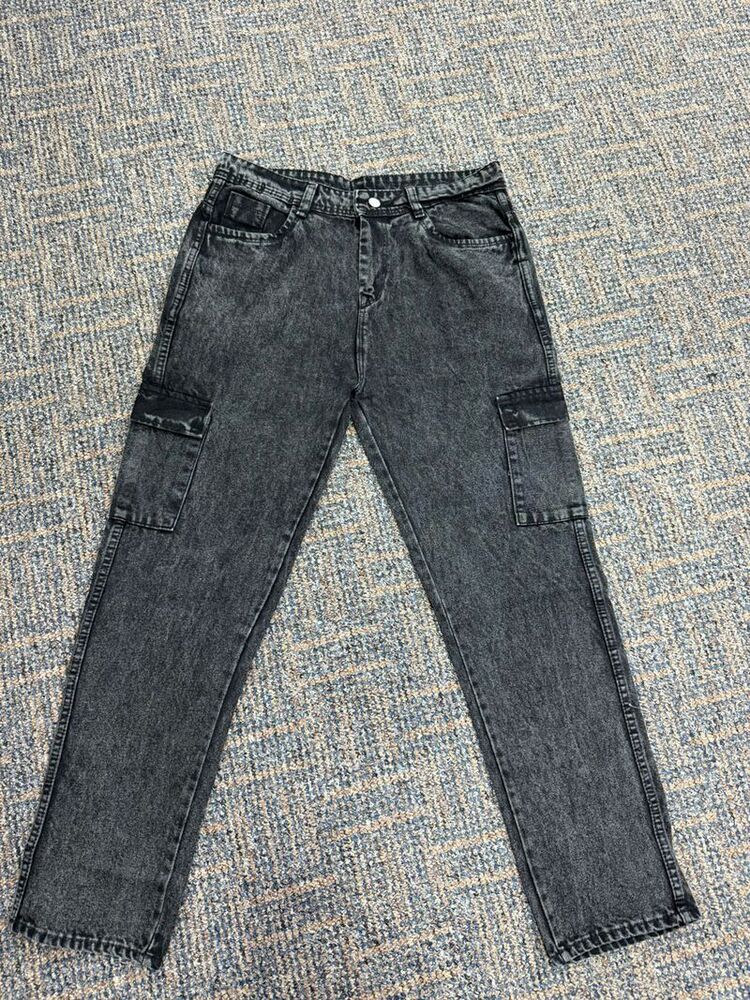 FX Denim Black Soft Cargo Round Pockets