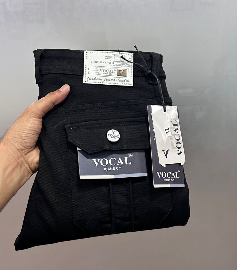 Vocal Mens Premium Black Cargo Stylis Look Round Pockets