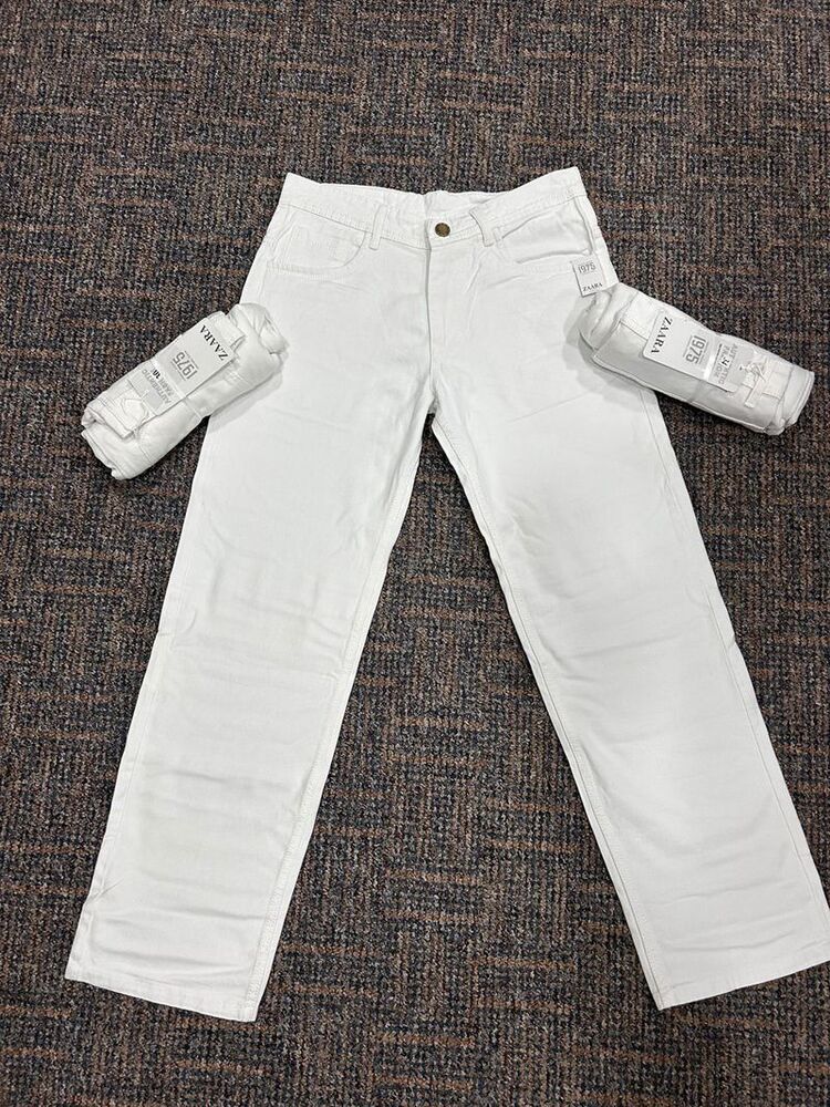 ZAARA Mens White Denim Straight fit Jean's