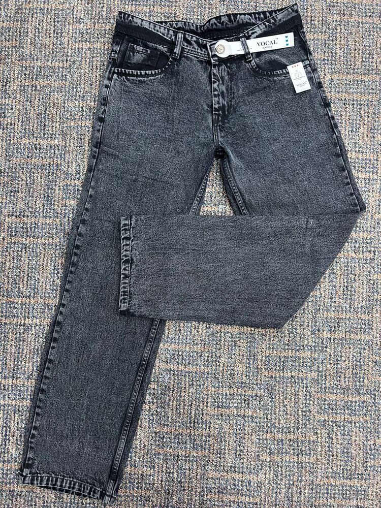 Vocal Baggy Black Denim Straight Fit Jeans