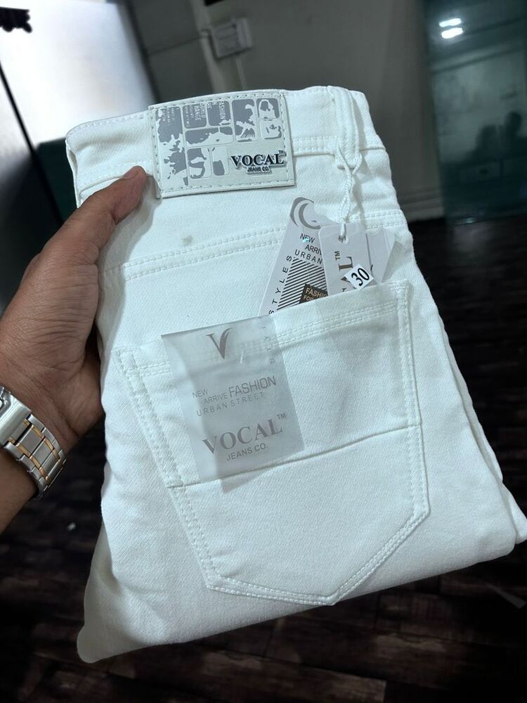 Vocal Premium Round Pocket White Jeans