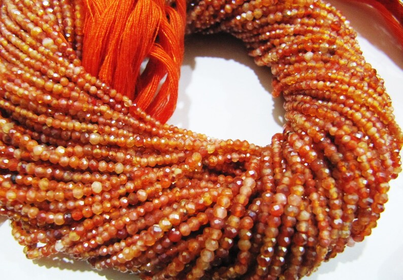 Carnelian Beads Rondelle Faceted Natural Carnelian Beads 2mm Size Beads Strand 13 inch